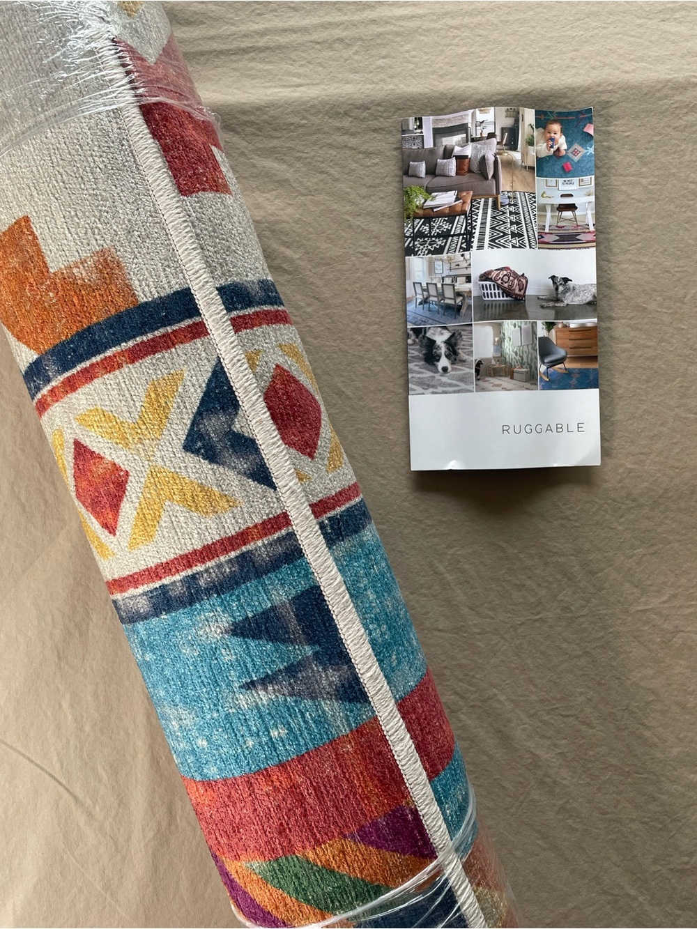 NEW Ruggable 7’ x 2.6’ KILIM BATIK Washable rug + Pad + Instructions Southwest